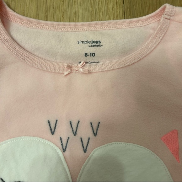 Simple Joys by Carters Pink Owl Nightgown Pajamas Size 8-10 - Picture 3 of 3